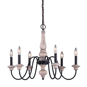 Georgetown 6-Light Chandelier in Farmhouse and Candle Style 20.75 Inches Tall and 26 Inches Wide