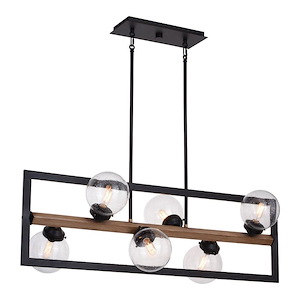 Bridgeview 6-Light Linear Chandelier in Industrial and Rectangular Style 19.25 Inches Tall and 38 Inches Wide - 1050468