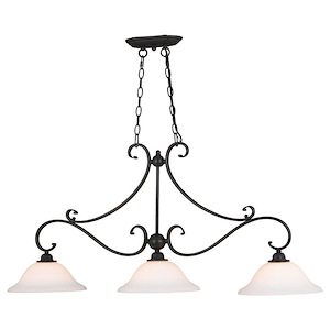 Monrovia 3-Light Linear Chandelier in Traditional Style 20.25 Inches Tall and 43.75 Inches Wide