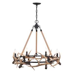 Breckenridge 6-Light Chandelier in Rustic and Wheel Style 27 Inches Tall and 30.5 Inches Wide - 1073650