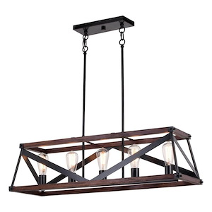 Wade - 5 Light Linear Chandelier In Rustic Style-10.75 Inches Tall and 36.75 Inches Wide - 1299071