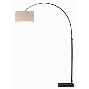Luna 1-Light Sensor Arc Lamp in Mid-Century Modern and Drum Style 84 Inches Tall and 18.25 Inches Wide