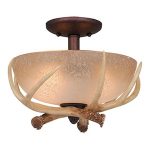 Lodge 2-Light Convertible Light Kit in Rustic and Bowl Style 8.5 Inches Tall and 12.5 Inches Wide - 1334420