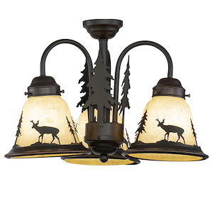 Bryce 3-Light Convertible Light Kit in Rustic and Shaded Style 10.5 Inches Tall and 15.5 Inches Wide