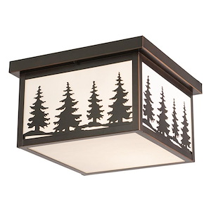 Yosemite 2-Light Outdoor Ceiling in Rustic and Square Style 6.5 Inches Tall and 11.5 Inches Wide - 1074130