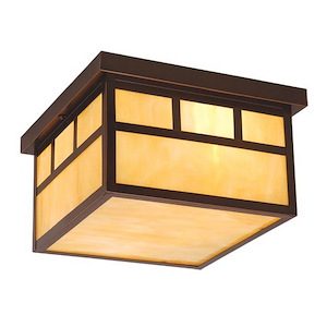 Mission 2-Light Outdoor Ceiling in Mission and Square Style 7 Inches Tall and 11.5 Inches Wide