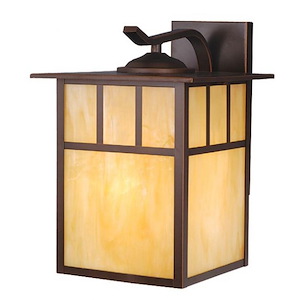 Mission 1-Light Outdoor Wall Sconce in Mission and Lantern Style 12.5 Inches Tall and 9 Inches Wide