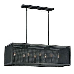Wicker Park 8-Light Linear Chandelier in Industrial Style 19 Inches Tall and 38 Inches Wide - 1074107