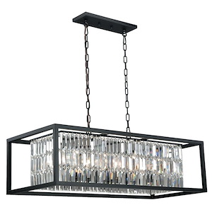 Catana 8-Light Linear Chandelier in Glam and Rectangular Style 13 Inches Tall and 40 Inches Wide - 515384
