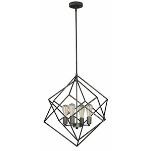 Rad 4-Light Pendant in Mid-Century Modern and Cage Style 30 Inches Tall and 23.5 Inches Wide