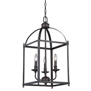 Juliet 3-Light Pendant in Transitional and Rectangular Style 25 Inches Tall and 12 Inches Wide
