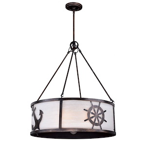 Nautique 7-Light Pendant in Coastal and Drum Style 30 Inches Tall and 25 Inches Wide