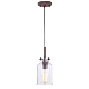 Milone 1-Light Mini Pendant in Rustic and Jar Style 12 Inches Tall and 5 Inches Wide