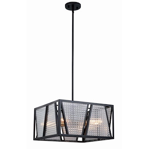 Oslo 4-Light Pendant in Industrial and Rectangular Style 15.25 Inches Tall and 16.25 Inches Wide