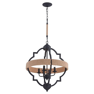 Beaumont 4-Light Pendant in Farmhouse and Cage Style 24.5 Inches Tall and 20 Inches Wide