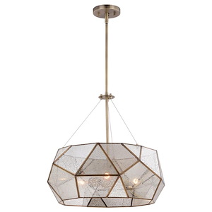 Euclid 3-Light Pendant in Mid-Century Modern and Drum Style 24.5 Inches Tall and 20 Inches Wide