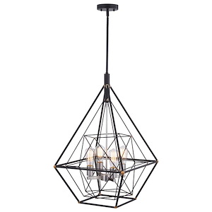 Bartlett 4-Light Pendant in Industrial and Cage Style 28.5 Inches Tall and 24 Inches Wide