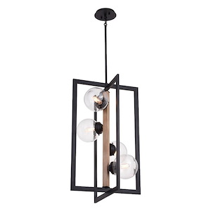 Bridgeview 4-Light Pendant in Industrial and Rectangular Style 34 Inches Tall and 16 Inches Wide