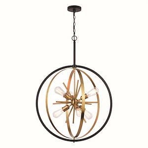 Estelle 6-Light Pendant in Mid-Century Modern and Sputnik Style 38 Inches Tall and 26.75 Inches Wide