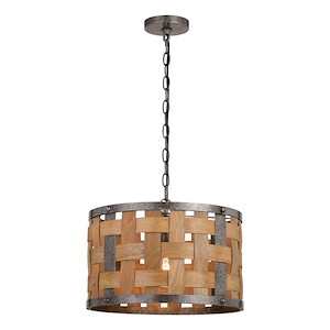 Norwood 1-Light Pendant in Industrial and Drum Style 11 Inch Tall and 16 Inches Wide