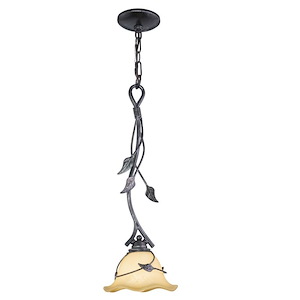 Vine 1-Light Mini Pendant in Rustic and Scalloped Bell Style 22 Inches Tall and 7.5 Inches Wide - 1074082