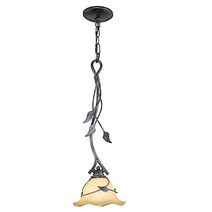 Vine 1-Light Mini Pendant in Rustic and Scalloped Bell Style 22 Inches Tall and 7.5 Inches Wide - 1074082