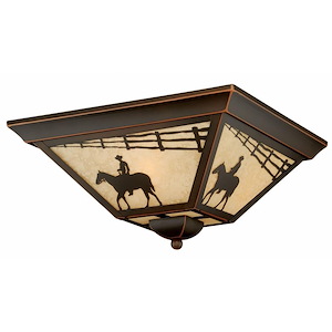 Trail 3-Light Outdoor Ceiling in Rustic and Square Style 7 Inches Tall and 14 Inches Wide