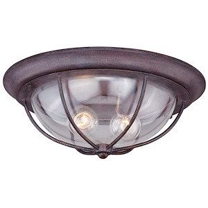 Dockside 2-Light Outdoor Ceiling in Coastal and Dome Style 5.75 Inches Tall and 15 Inches Wide
