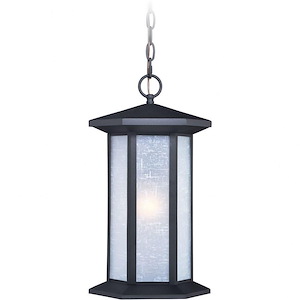 Halsted 1-Light Outdoor Pendant in Transitional and Cylinder Style 18 Inches Tall and 10 Inches Wide