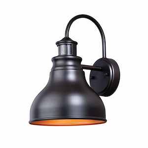 Delano 1-Light Outdoor Motion Sensor in Farmhouse and Barn Style 13.25 Inches Tall and 9 Inches Wide