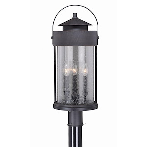 Cumberland 3-Light Outdoor Post in Rustic and Cylinder Style 25 Inches Tall and 10 Inches Wide