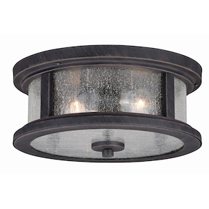 Cumberland 2-Light Outdoor Ceiling in Rustic and Drum Style 6 Inches Tall and 13 Inches Wide - 588784