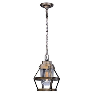 Bruges 1-Light Outdoor Pendant in Industrial and Geometric Style 12.75 Inches Tall and 9 Inches Wide
