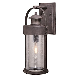 Cumberland 1-Light Outdoor Motion Sensor in Rustic and Cylinder Style 16 Inches Tall and 6 Inches Wide