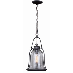 Hollis 1-Light Outdoor Pendant in Traditional and Bell Style 17.5 Inches Tall and 9.5 Inches Wide