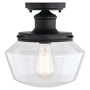 Collins 1-Light Outdoor Ceiling in Farmhouse and Schoolhouse Style 10.5 Inches Tall and 10 Inches Wide
