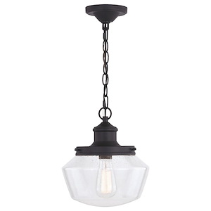 Collins 1-Light Outdoor Pendant in Farmhouse and Schoolhouse Style 11.5 Inches Tall and 10 Inches Wide - 1050478