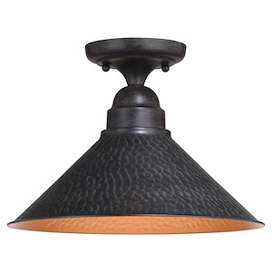 Outland - 1 Light Outdoor Semi-Flush Mount In Farmhouse Style-8.5 Inches Tall and 12 Inches Wide