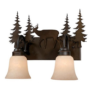 Bryce 2-Light Bathroom Light in Rustic Style 13.75 Inches Tall and 16.75 Inches Wide