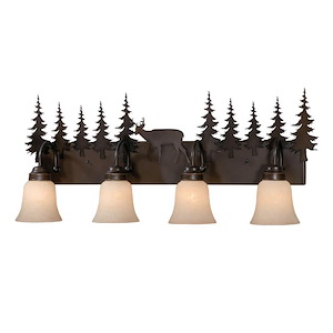 Bryce 4-Light Bathroom Light in Rustic Style 14 Inches Tall and 33 Inches Wide