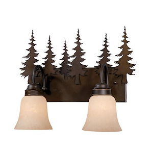 Yosemite 2-Light Bathroom Light in Rustic Style 13.75 Inches Tall and 16.75 Inches Wide