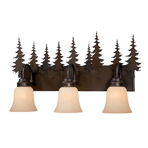Yosemite 3-Light Bathroom Light in Rustic Style 13.75 Inches Tall and 24.75 Inches Wide - 1334441