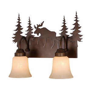 Yellowstone 2-Light Bathroom Light in Rustic Style 13.75 Inches Tall and 16.75 Inches Wide - 1333835