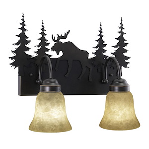 Yellowstone 2-Light Bathroom Light in Rustic Style 13.75 Inches Tall and 16.75 Inches Wide - 1333835