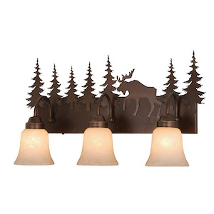 Yellowstone 3-Light Bathroom Light in Rustic Style 13.75 Inches Tall and 24.75 Inches Wide - 1334442