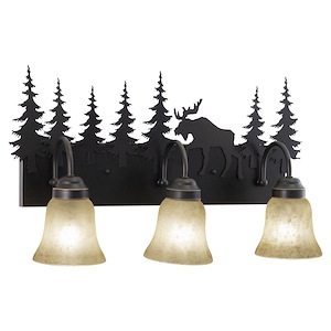 Yellowstone 3-Light Bathroom Light in Rustic Style 13.75 Inches Tall and 24.75 Inches Wide - 1334442