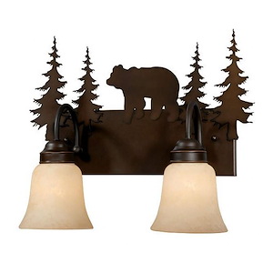 Bozeman 2-Light Bathroom Light in Rustic Style 13.75 Inches Tall and 16.75 Inches Wide