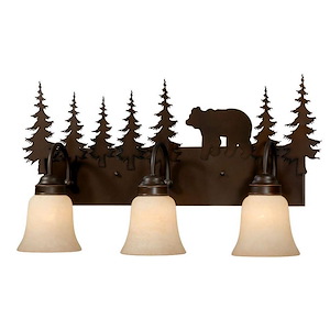 Bozeman 3-Light Bathroom Light in Rustic Style 13.75 Inches Tall and 24.75 Inches Wide