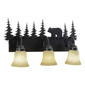 Bozeman 3-Light Bathroom Light in Rustic Style 13.75 Inches Tall and 24.75 Inches Wide - 1333997
