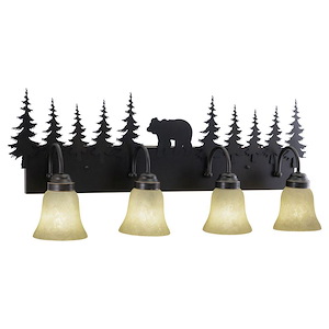 Bozeman 4-Light Bathroom Light in Rustic Style 14 Inches Tall and 33 Inches Wide - 1333767